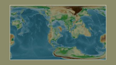 Hudson Boğazı. Patterson silindirik projeksiyonunda renkli bir yükseklik haritasına yakın plan