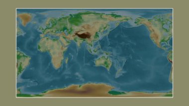 Java Denizi. Patterson silindirik projeksiyonunda renkli bir yükseklik haritasına yakın plan