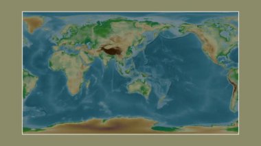 Makassar Boğazı. Patterson silindirik projeksiyonunda renkli bir yükseklik haritasına yakın plan