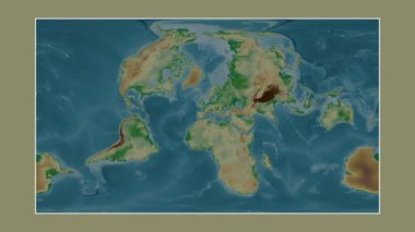 Akdeniz, Batı Havzası. Patterson silindirik projeksiyonunda renkli bir yükseklik haritasına yakın plan