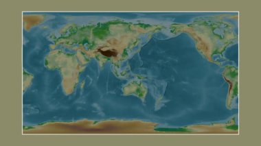 Molukka Denizi. Patterson silindirik projeksiyonunda renkli bir yükseklik haritasına yakın plan