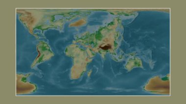 Basra Körfezi. Patterson silindirik projeksiyonunda renkli bir yükseklik haritasına yakın plan