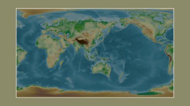 Sulu Denizi. Patterson silindirik projeksiyonunda renkli bir yükseklik haritasına yakın plan