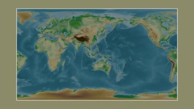 Tomini Körfezi. Patterson silindirik projeksiyonunda renkli bir yükseklik haritasına yakın plan