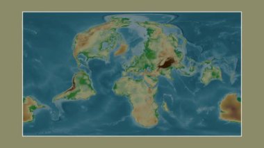 Tyrhenian Denizi. Patterson silindirik projeksiyonunda renkli bir yükseklik haritasına yakın plan