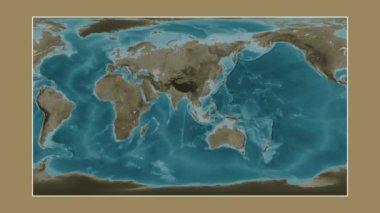 Andaman (Burma) Denizi. Patterson silindirik projeksiyonunda sepya renkli bir yükseklik haritasına yakın plan