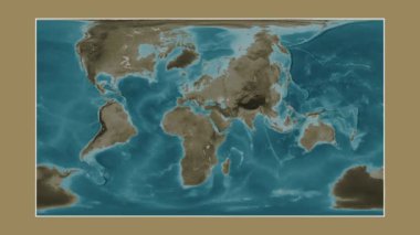 Akabe Körfezi. Patterson silindirik projeksiyonunda sepya renkli bir yükseklik haritasına yakın plan