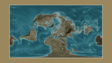 Baltık Denizi. Patterson silindirik projeksiyonunda sepya renkli bir yükseklik haritasına yakın plan