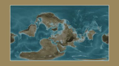 Barents Denizi. Patterson silindirik projeksiyonunda sepya renkli bir yükseklik haritasına yakın plan