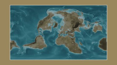 Kelt Denizi. Patterson silindirik projeksiyonunda sepya renkli bir yükseklik haritasına yakın plan