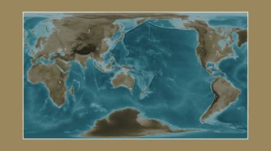 Mercan Denizi. Patterson silindirik projeksiyonunda sepya renkli bir yükseklik haritasına yakın plan