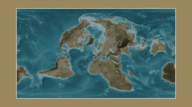 İngiliz kanalı. Patterson silindirik projeksiyonunda sepya renkli bir yükseklik haritasına yakın plan