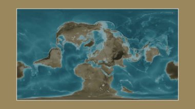 Finlandiya Körfezi. Patterson silindirik projeksiyonunda sepya renkli bir yükseklik haritasına yakın plan