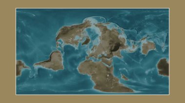 Kattegat. Patterson silindirik projeksiyonunda sepya renkli bir yükseklik haritasına yakın plan