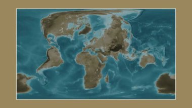 Levantine Denizi. Patterson silindirik projeksiyonunda sepya renkli bir yükseklik haritasına yakın plan