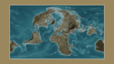 Ligurian Denizi. Patterson silindirik projeksiyonunda sepya renkli bir yükseklik haritasına yakın plan