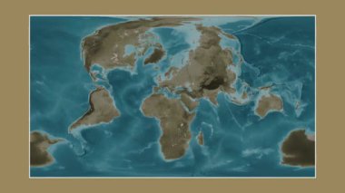 Akdeniz - Doğu Havzası, alt havzalar hariç. Patterson silindirik projeksiyonunda sepya renkli bir yükseklik haritasına yakın plan