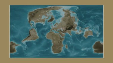 Akdeniz - Doğu Havzası. Patterson silindirik projeksiyonunda sepya renkli bir yükseklik haritasına yakın plan