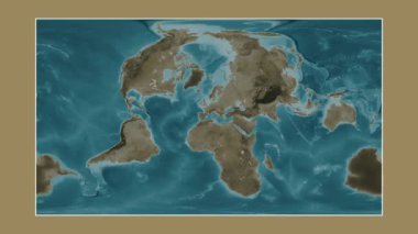 Akdeniz - Batı Havzası, alt havzalar hariç. Patterson silindirik projeksiyonunda sepya renkli bir yükseklik haritasına yakın plan