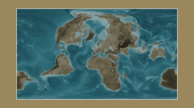 Akdeniz, Batı Havzası. Patterson silindirik projeksiyonunda sepya renkli bir yükseklik haritasına yakın plan