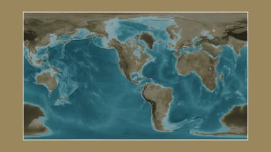 Meksika Körfezi. Patterson silindirik projeksiyonunda sepya renkli bir yükseklik haritasına yakın plan