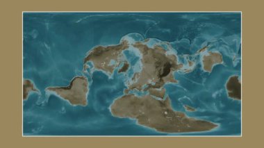 Norveç Denizi. Patterson silindirik projeksiyonunda sepya renkli bir yükseklik haritasına yakın plan