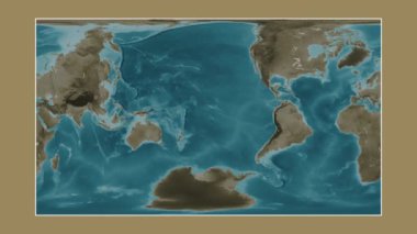 Güney Pasifik Okyanusu, alt havzalar hariç. Patterson silindirik projeksiyonunda sepya renkli bir yükseklik haritasına yakın plan