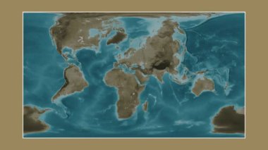 Süveyş Körfezi. Patterson silindirik projeksiyonunda sepya renkli bir yükseklik haritasına yakın plan