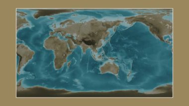 Tayland Körfezi. Patterson silindirik projeksiyonunda sepya renkli bir yükseklik haritasına yakın plan