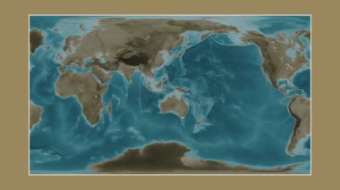 Timor Denizi. Patterson silindirik projeksiyonunda sepya renkli bir yükseklik haritasına yakın plan