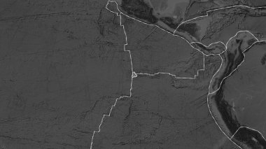 Tectonic plates borders of areas adjacent to the Galapagos plate area on the grayscale map in the Eckert III projection clipart