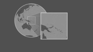 Ambitle Adası. Güney Pasifik Okyanusu - Papua Yeni Gine - Papua Yeni Gine 'de kaydırma-benzeri iki adımlı çerçeve çıkartması kullanılarak bir bileklik yükseklik haritasında konum sunumu