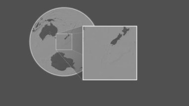 Auckland Adası. Tasman Denizi - Yeni Zelanda 'da kaydırma-benzeri iki adımlı çerçeve ekstraksiyonu kullanılarak bir bileklik yükseklik haritasında konumun sunumu