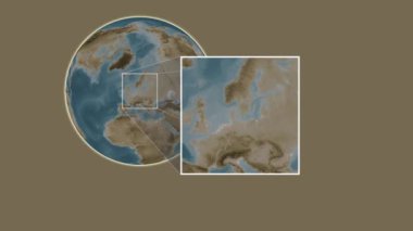 Amager Adası. Yerin Kattegat - Danimarka 'da iki adımlık kaydırma çerçeve ekstraksiyonu kullanılarak sepya renginde bir yükseklik haritasında sunumu