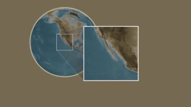 Ana Adası 'nda. Kuzey Pasifik Okyanusu 'ndaki kaydırak gibi iki basamaklı kare ekstraksiyonu kullanılarak sepya renginde bir yükseklik haritasında sunuluyor.