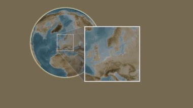 Arro Adası. Yerin Kattegat - Danimarka 'da iki adımlık kaydırma çerçeve ekstraksiyonu kullanılarak sepya renginde bir yükseklik haritasında sunumu