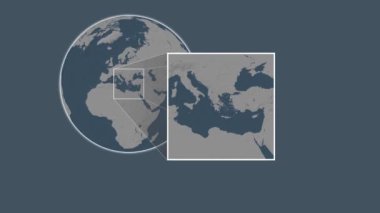 Aegina Adası. Konumun, Ege Denizi - Yunanistan 'da iki adımlık kaydırma iskeleti kullanılarak çelik renkli bir yükseklik haritasında sunulması