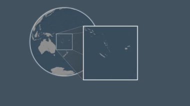 Anatom Adası. Mercan Denizi 'nde iki adımlık kaydırma iskeleti kullanarak çelik renkli bir yükseklik haritasında konumun sunumu - Vanuatu