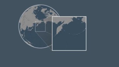 Attu Adası. Yerin, Bering Denizi 'nde iki adımlık kaydırma iskeleti kullanarak çelik renkli bir yükseklik haritasında sunumu - ABD