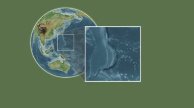 Agrihan Adası. Filipin Denizi 'nde iki adımlık kaydırma iskeleti kullanılarak rengarenk bir yükseklik haritasının sunumu - ABD