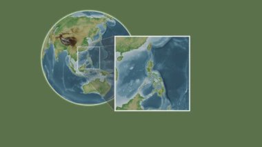 Alabat Adası. Filipin Denizi - Filipinler - Filipinler - Filipinler - Filipinler 'de iki adımlık kaydırak çerçeve ekstraksiyonu kullanılarak rengarenk bir yükseklik haritasında konum sunumu