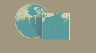 Adak Adası. Yerin bir OpenStreet haritasında sunumu Bering Denizi 'nde iki adımlık bir çerçeve ekstraksiyonu kullanılarak - ABD