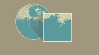 Akun Adası. Yerin bir OpenStreet haritasında sunumu Bering Denizi 'nde iki adımlık bir çerçeve ekstraksiyonu kullanılarak - ABD