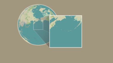 Amchitka Adası. Yerin bir OpenStreet haritasında sunumu Bering Denizi 'nde iki adımlık bir çerçeve ekstraksiyonu kullanılarak - ABD