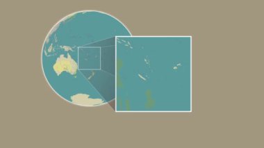 Anatom Adası. Mercan Denizi - Vanuatu - Mercan Denizi 'ndeki slayt benzeri iki adımlı çerçeve ekstraksiyonu kullanılarak OpenStreet haritasında konumun sunumu