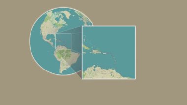 Anegada Adası. Karayip Denizi 'ndeki British Virgin Adaları' ndaki iki adımlık kaydırma iskelet ekstraksiyonu kullanılarak bir OpenStreet haritasında konumun sunumu