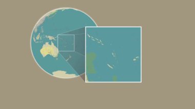Aore Adası. Mercan Denizi - Vanuatu - Mercan Denizi 'ndeki slayt benzeri iki adımlı çerçeve ekstraksiyonu kullanılarak OpenStreet haritasında konumun sunumu