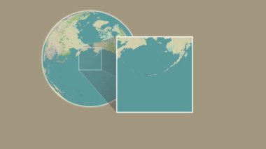 Atka Adası. Yerin bir OpenStreet haritasında sunumu Bering Denizi 'nde iki adımlık bir çerçeve ekstraksiyonu kullanılarak - ABD