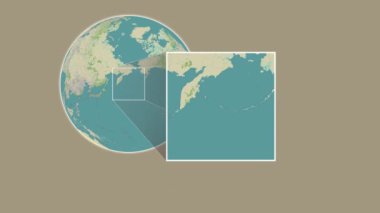 Attu Adası. Yerin bir OpenStreet haritasında sunumu Bering Denizi 'nde iki adımlık bir çerçeve ekstraksiyonu kullanılarak - ABD