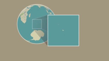 Ile aux Rennes Island. Presentation of the location on a OpenStreet map using a slide-like two-step frame extraction in the Indian Ocean - French Southern and Antarctic Lands